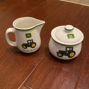Vintage John Deere tractor Cream & Sugar Set.